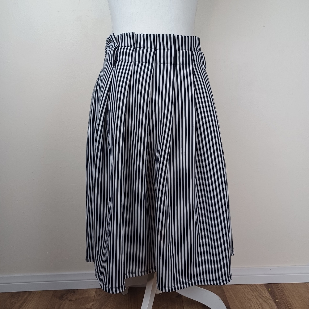 Striped Pleated Plus Skirt